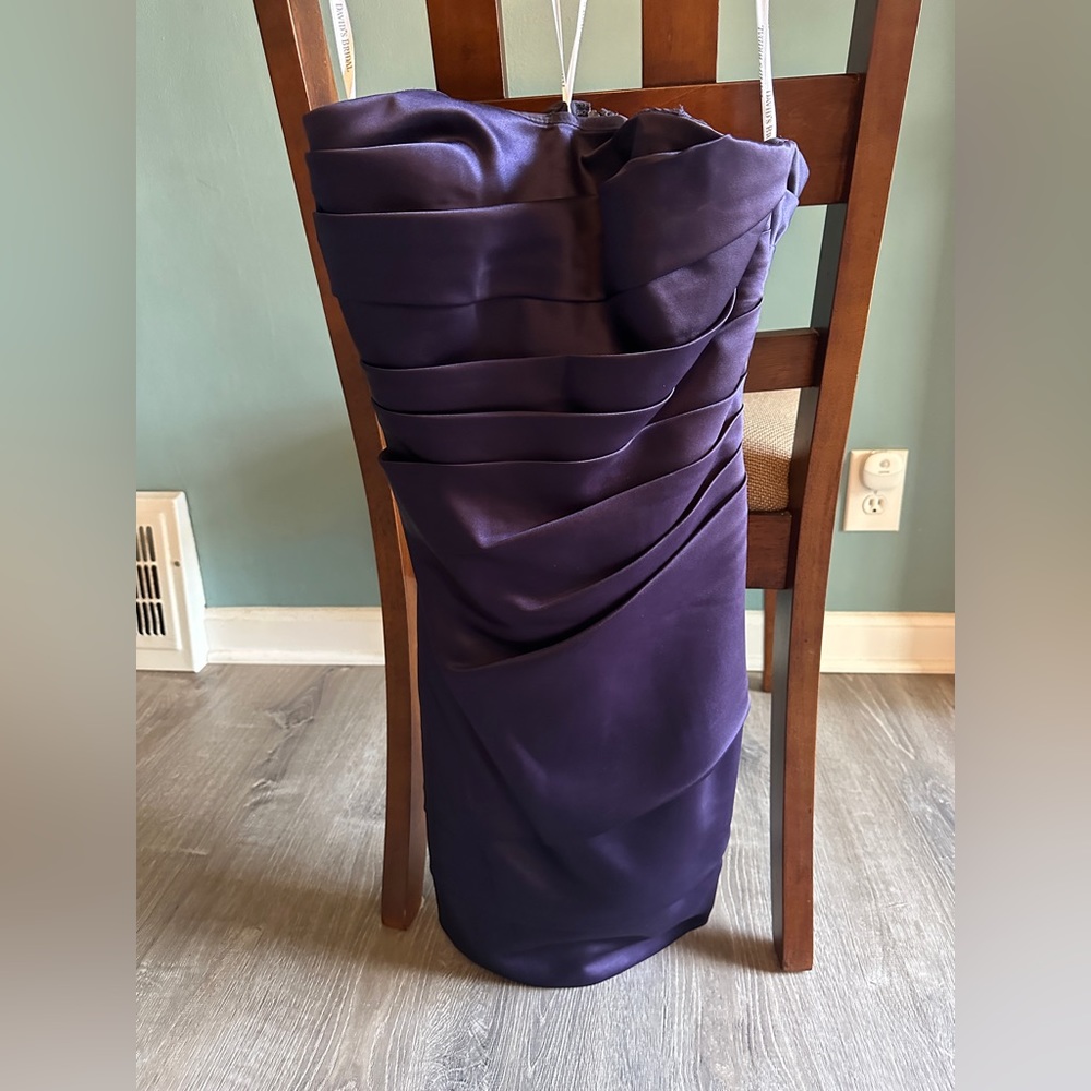 Plum David’s Bridal strapless bridesmaid dress - not altered